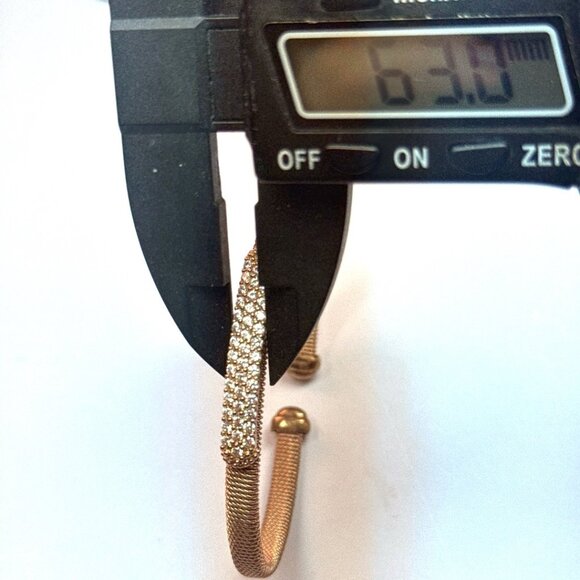 Estate Sterling Silver 925 Mesh Cuff Bracelet with CZ Bar Accent 7" 13.2g - Picture 9 of 11